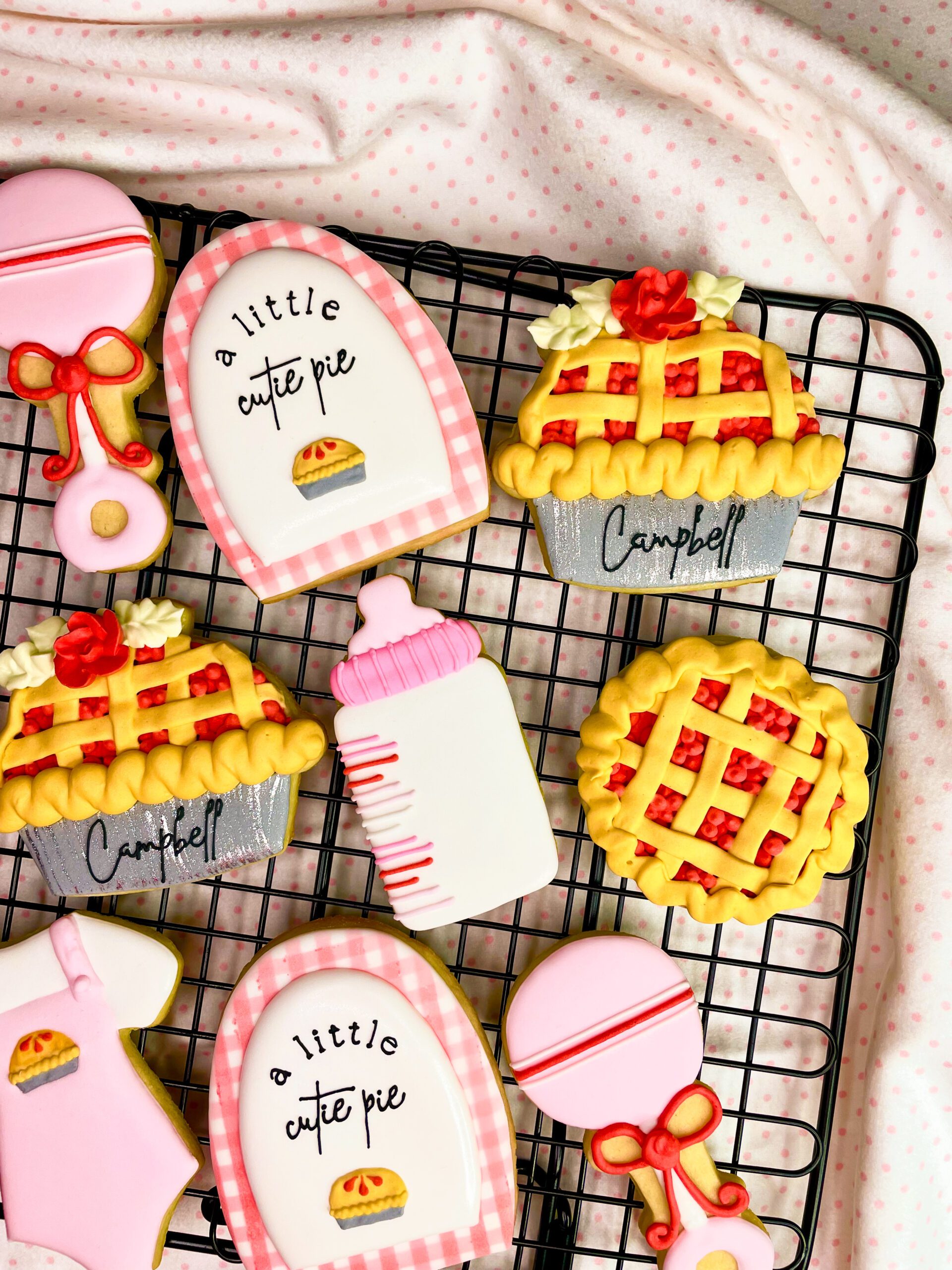 Cuite Pie themed baby shower cookie set