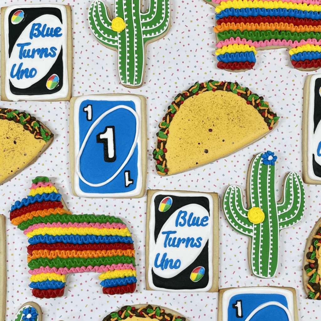 uno/fiesta birthday cookies