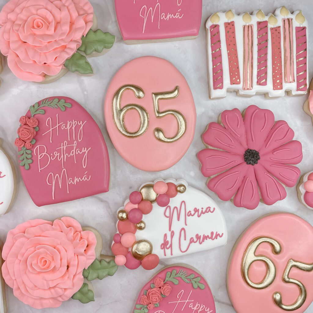 elegant woman birthday cookies