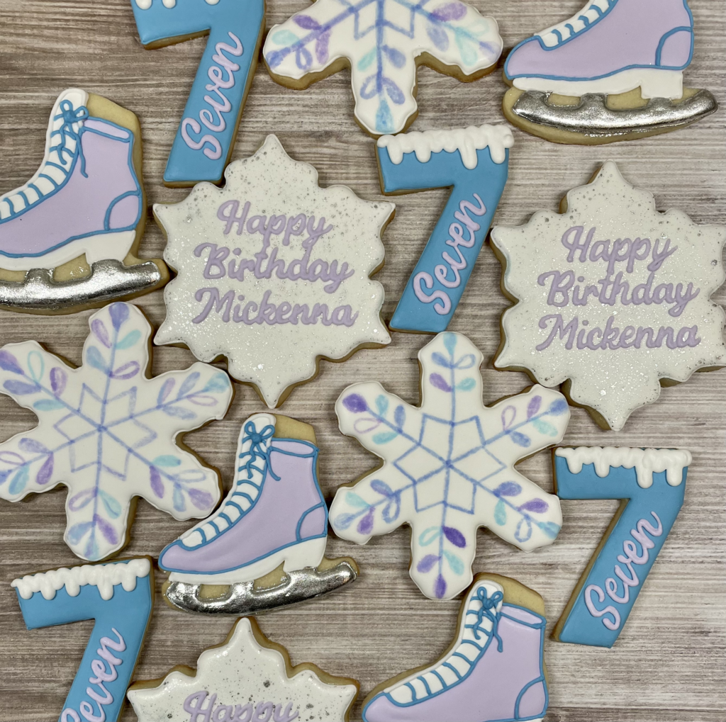 ice skating birthday cookies