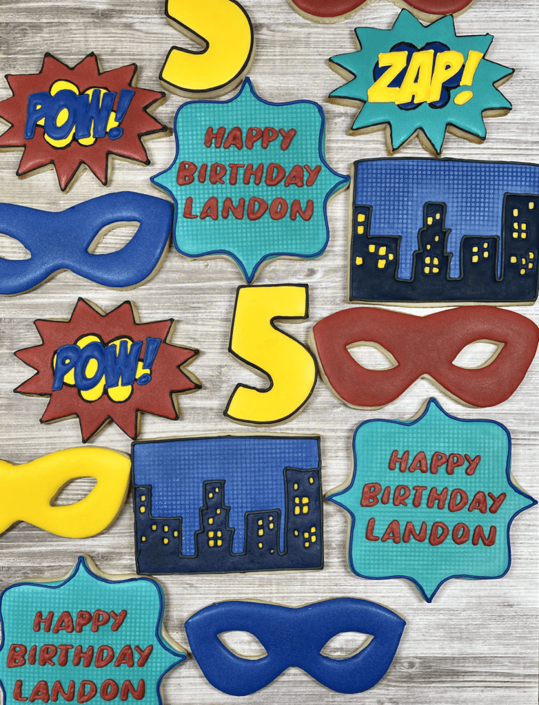 superhero birthday cookies