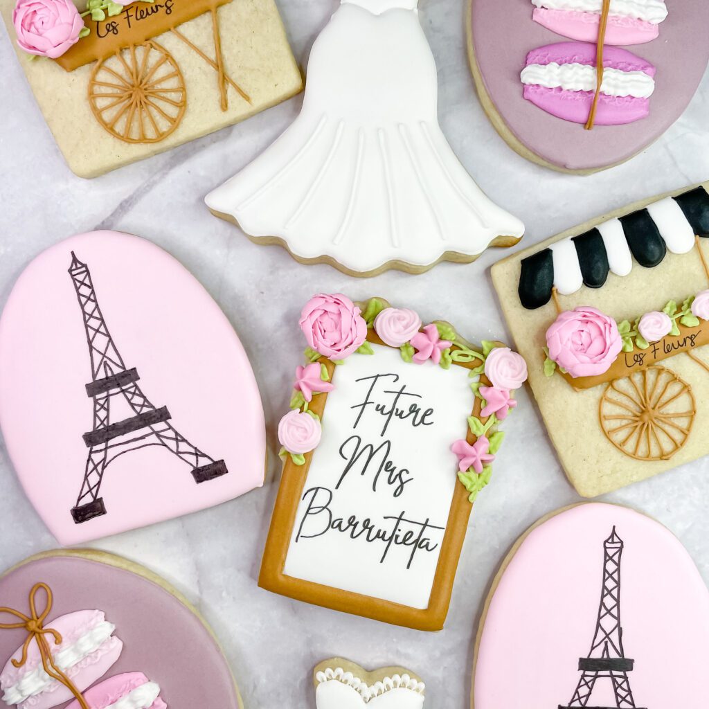 Parisian themed bridal shower cookies